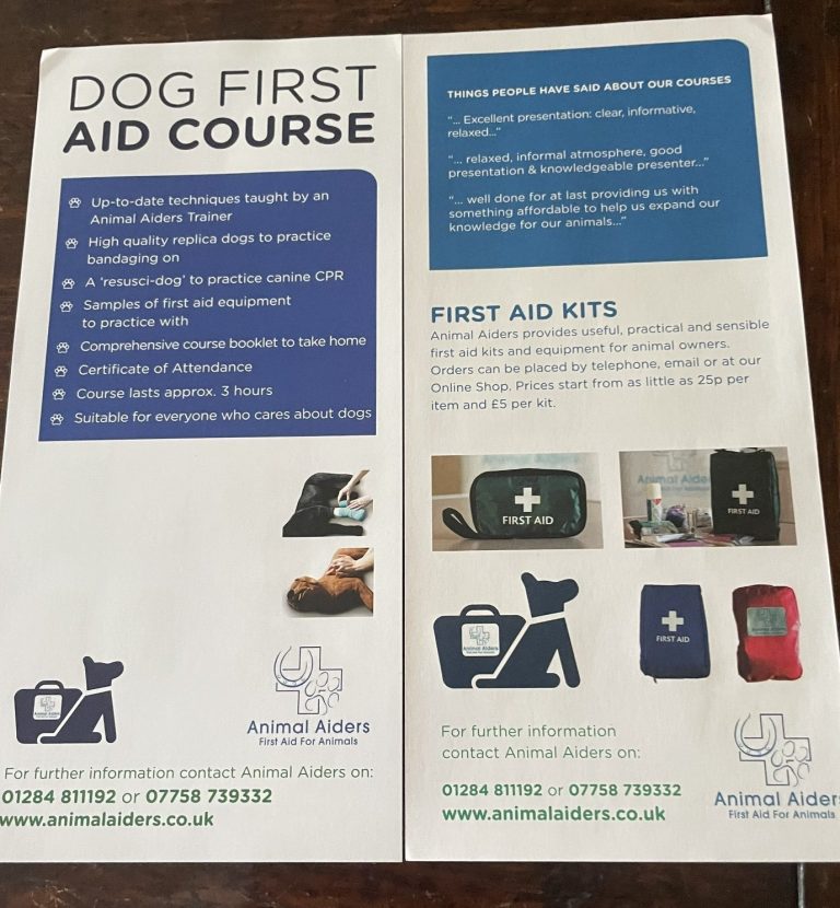 Doggy first aid course First aid for dogs in Petts Wood in Orpington Bromley by animal aiders.
